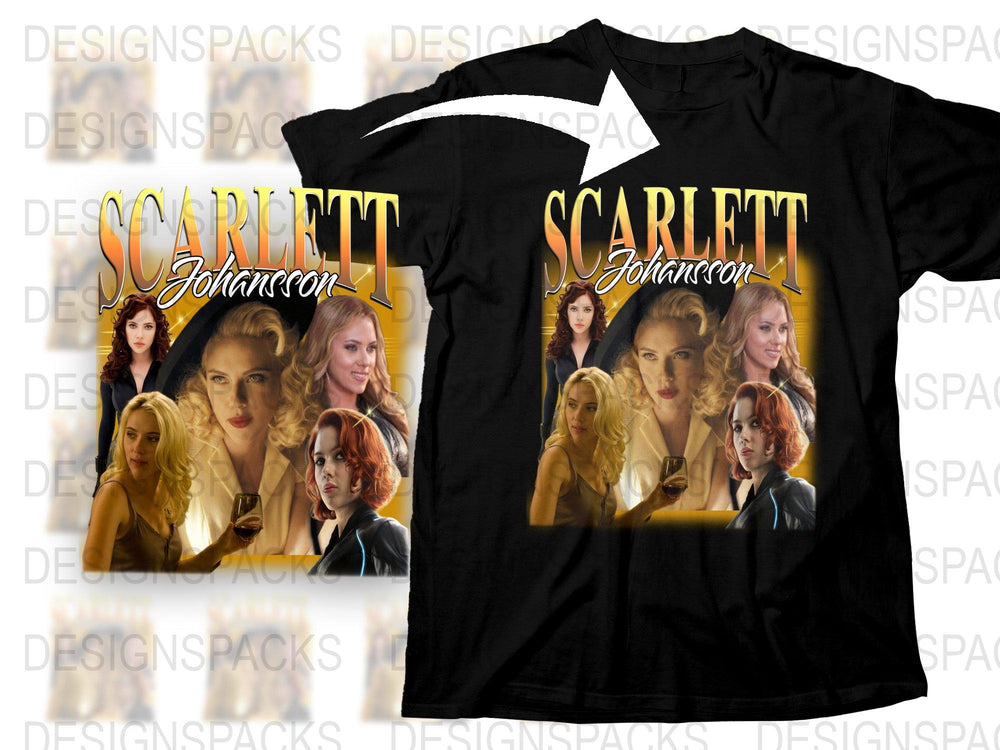 Scarlett Johansson Movie Collage T-Shirt, Women's Celebrity Graphic Tee, Film Star Fan Merchandise