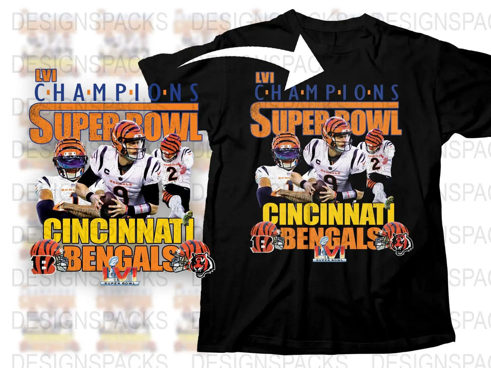 Cincinnati Bengals Super Bowl LVI Champions T-Shirt, NFL Team Graphic Tee, Unisex Football Fan Apparel