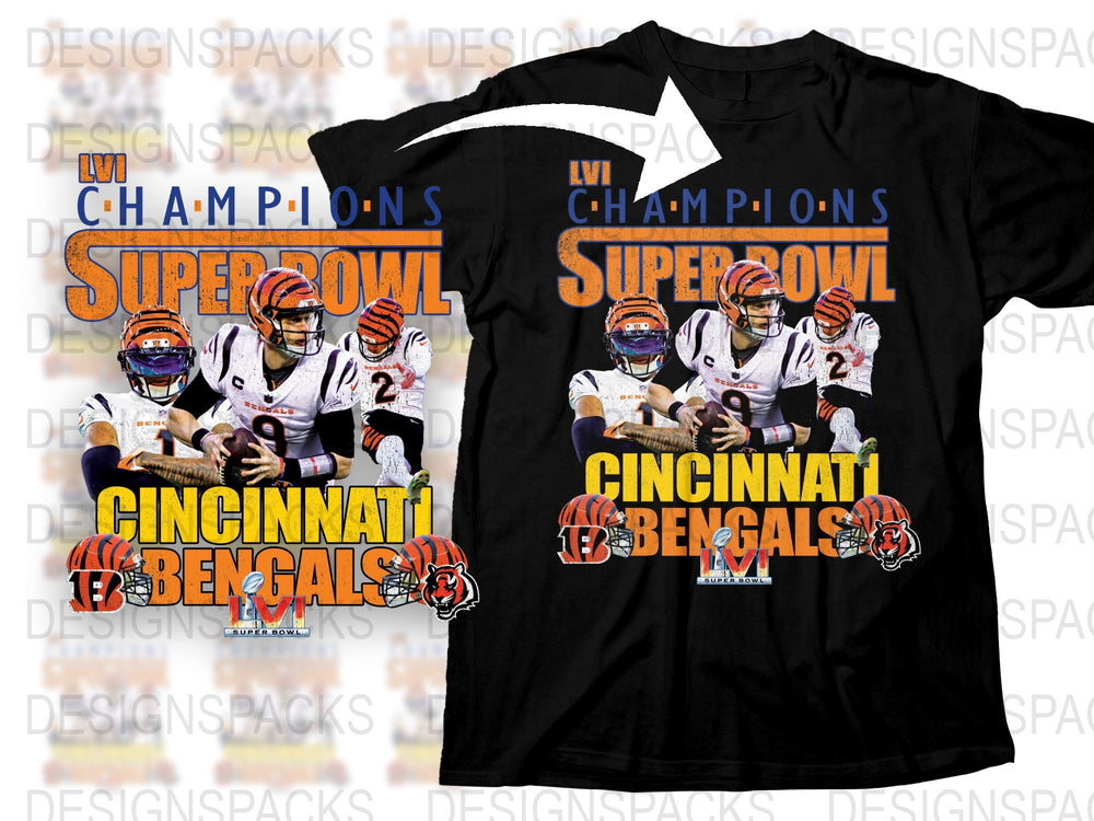 Cincinnati Bengals Super Bowl LVI Champions T-Shirt, NFL Team Graphic Tee, Unisex Football Fan Apparel