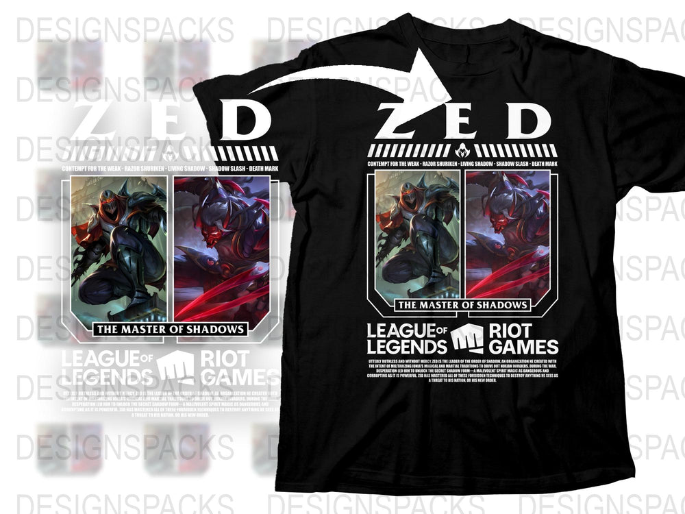 League of Legends Zed T-Shirt, The Master of Shadows Graphic Tee, Gamer Apparel, Riot Games Merchandise