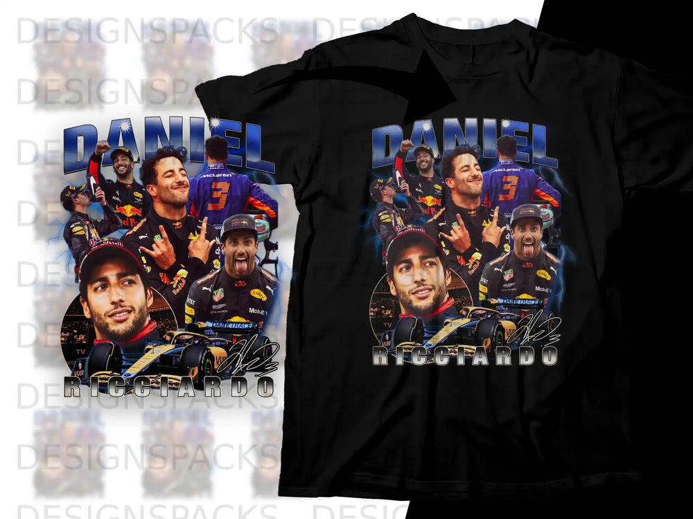 Daniel Ricciardo McLaren Formula 1 racing graphic tee.