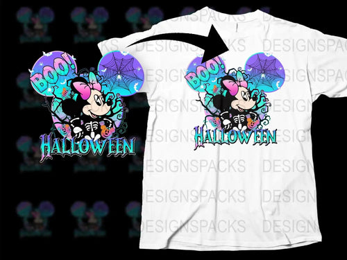 Halloween T-Shirt with Minnie Mouse, Spooky Cute Graphic Tee, Disney Halloween Casual Wear for All Ages