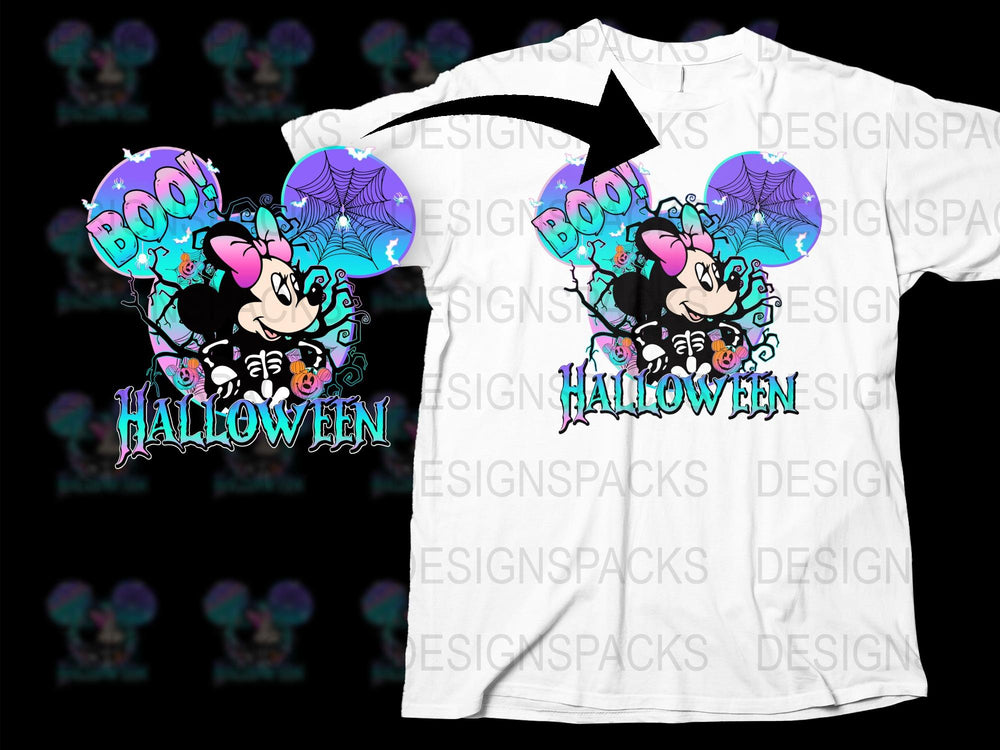 Halloween T-Shirt with Minnie Mouse, Spooky Cute Graphic Tee, Disney Halloween Casual Wear for All Ages