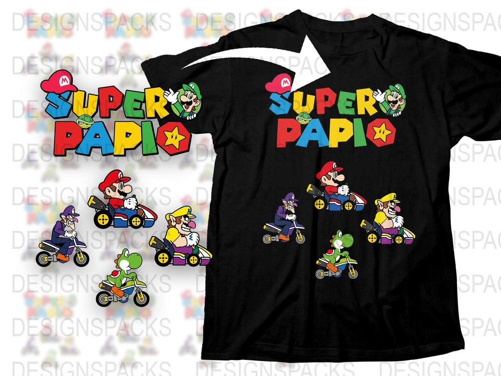Super Papi T-Shirt, Fun Family Graphic Tee, Colorful Cartoon Characters, Casual Wear for All Ages