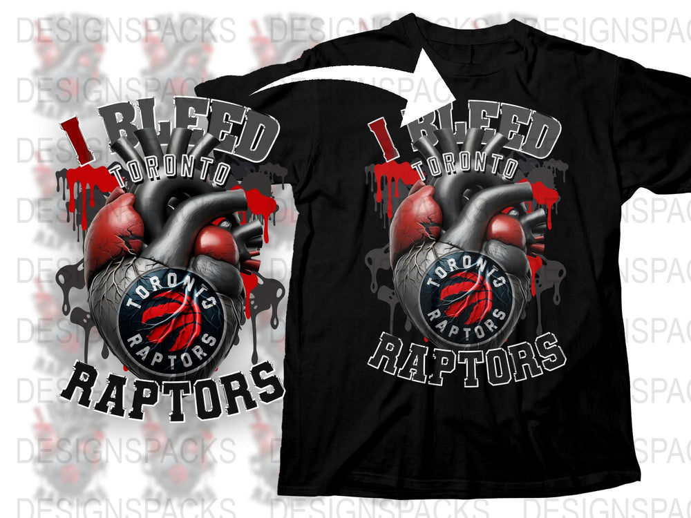 Toronto Raptors T-Shirt, Heartbeat Design Black Tee, I Bled Toronto Basketball Fan Gear, Unisex Adult Sizes
