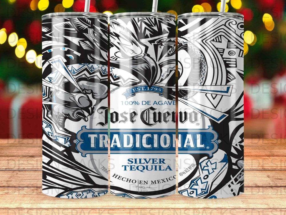 Jose Cuervo Tradicional Silver tequila bottle with Mexican-inspired design.