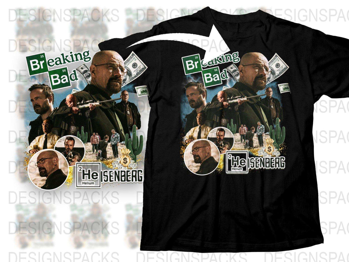 Breaking Bad T-Shirt, Heisenberg Graphic Tee, Walter White, Jesse Pinkman, Fan Art, TV Show Merchandise, Men's Apparel, Black Cotton Shirt