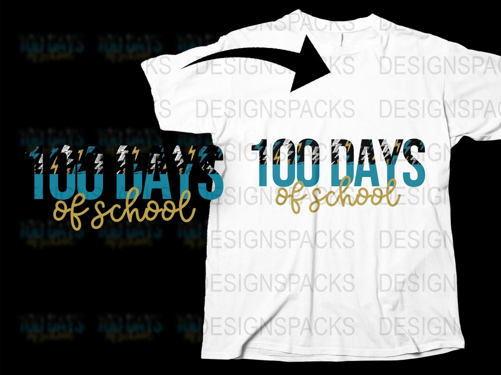 100 Days of School T-Shirt, Kids Celebration Tee, Teacher Shirt, Customizable School Tee, White Shirt with Graphic Print.
