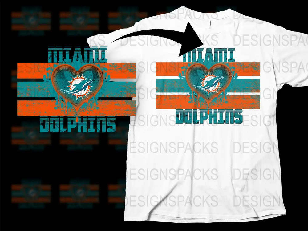 Miami Dolphins T-Shirt Vintage Style Graphic Tee NFL Football Fan Apparel White