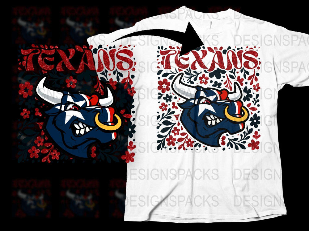 Texas Bull Graphic T-Shirt Floral Design Unisex Casual White Tee Top Stylish Comfortable Cotton Shirt