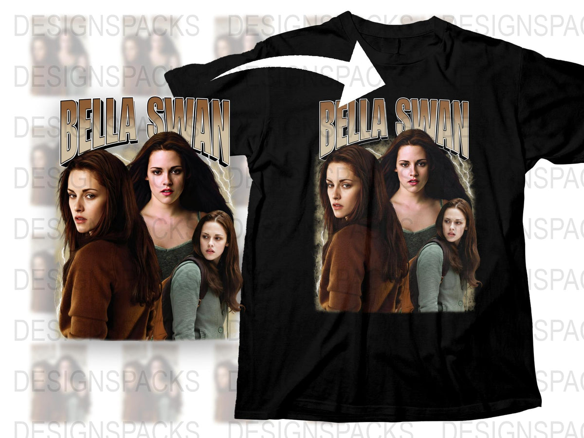 Bella Swan Twilight Saga Inspired Black T-Shirt, Movie Fan Tee, Multiple Graphic Design, Casual Wear