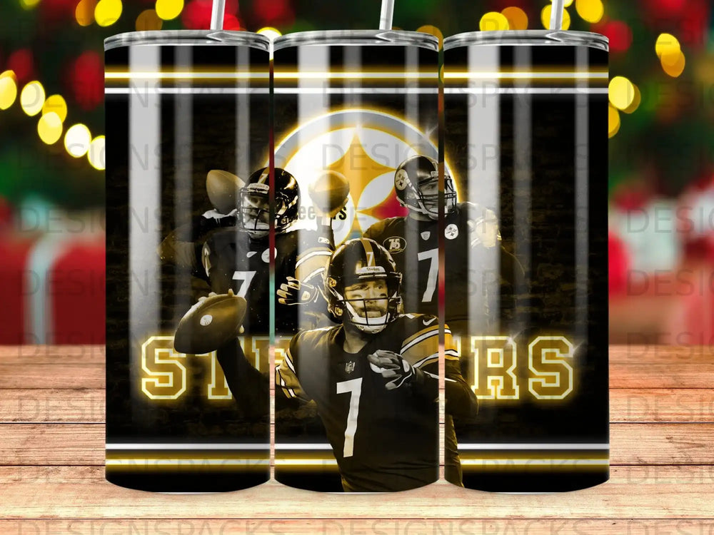 Pittsburgh Steelers player #7 in action against a blurred stadium background.