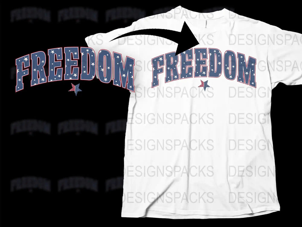Patriotic Freedom T-Shirt, American Flag Inspired Design, Unisex White Tee, Star Detail