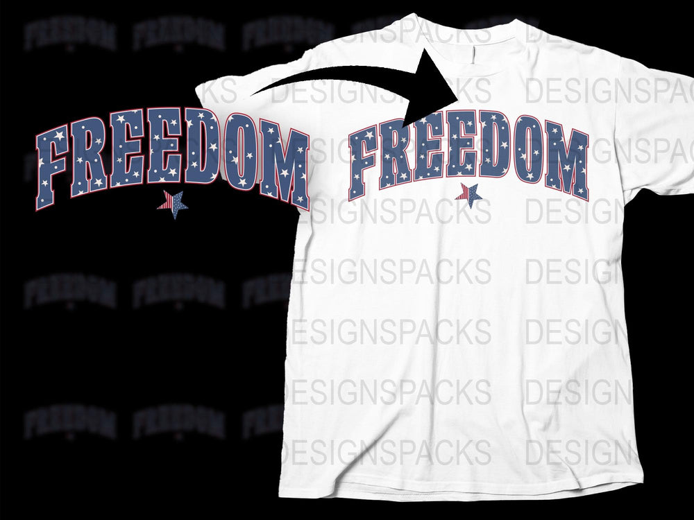 Patriotic Freedom T-Shirt, American Flag Inspired Design, Unisex White Tee, Star Detail