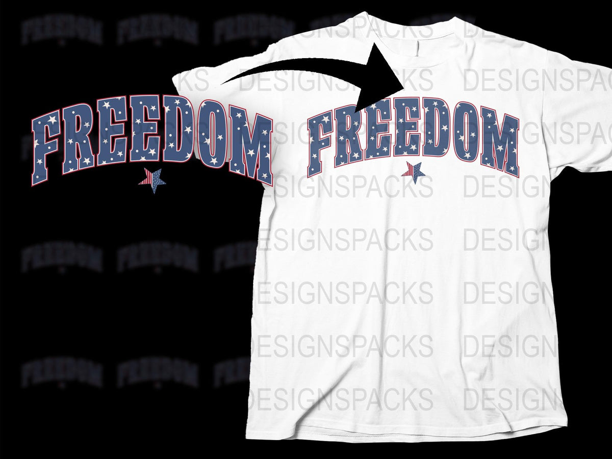 Patriotic Freedom T-Shirt, American Flag Inspired Design, Unisex White Tee, Star Detail