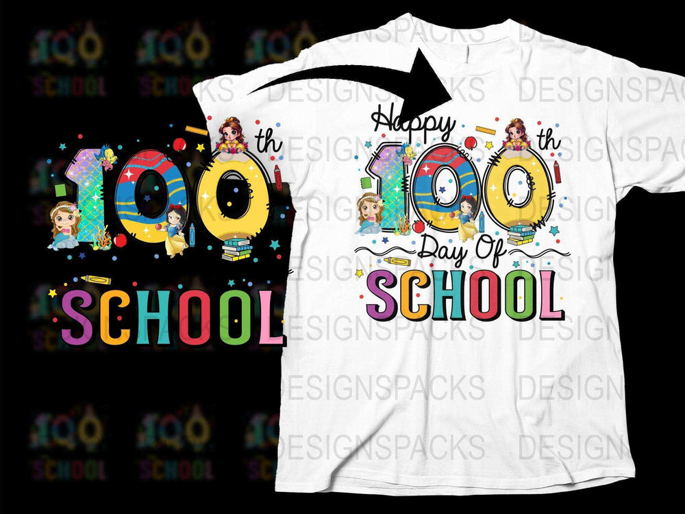 Kids 100th Day of School T-Shirt, Colorful Graphic Tee, Happy 100 Days Celebration Shirt for Children