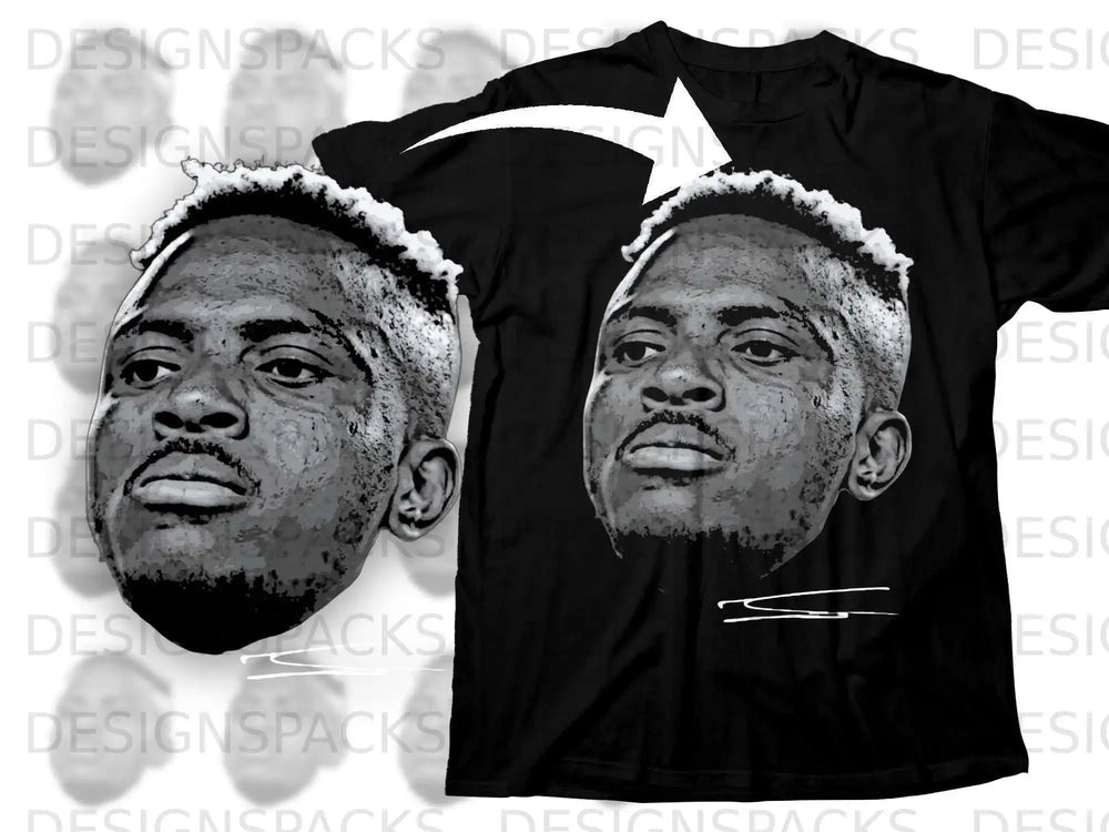Graphic Black T-shirt with Large Face Print Design