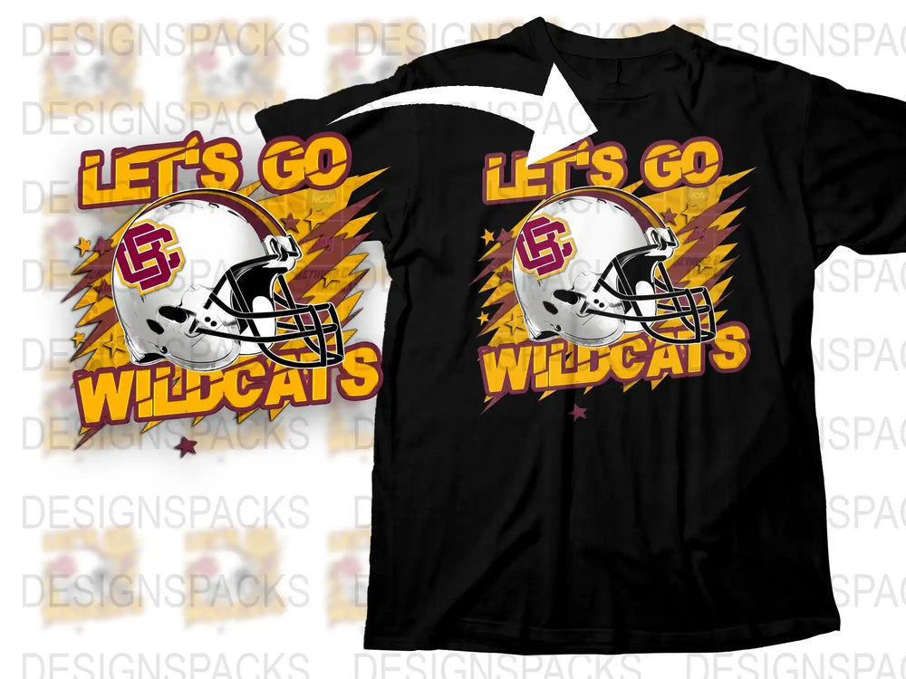 Let's Go Wildcats Graphic T-Shirt, High School Football Team Tee, Athletic Casual Wear, Sports Fan Gift Idea