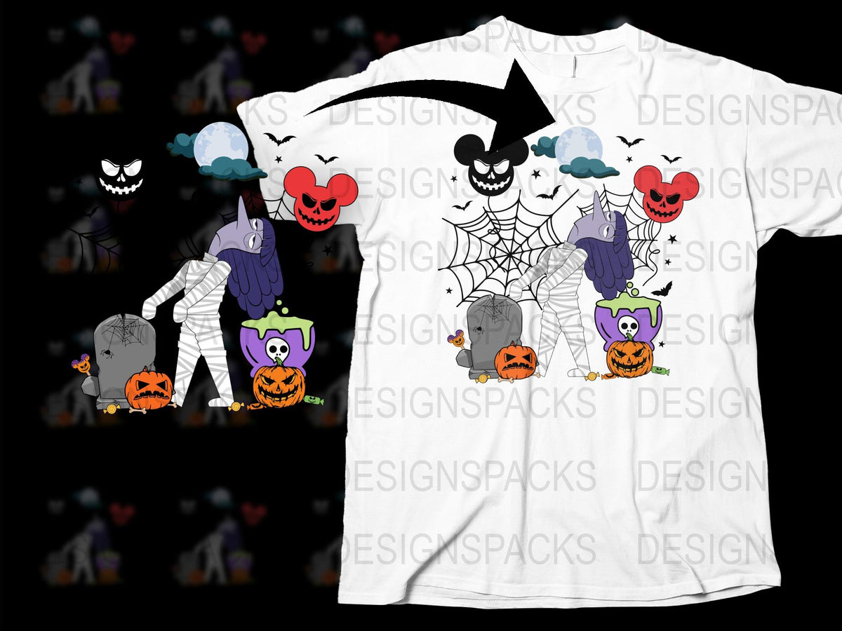 Halloween T-Shirt Spooky Pumpkin, Ghost, and Spider Design for All Ages