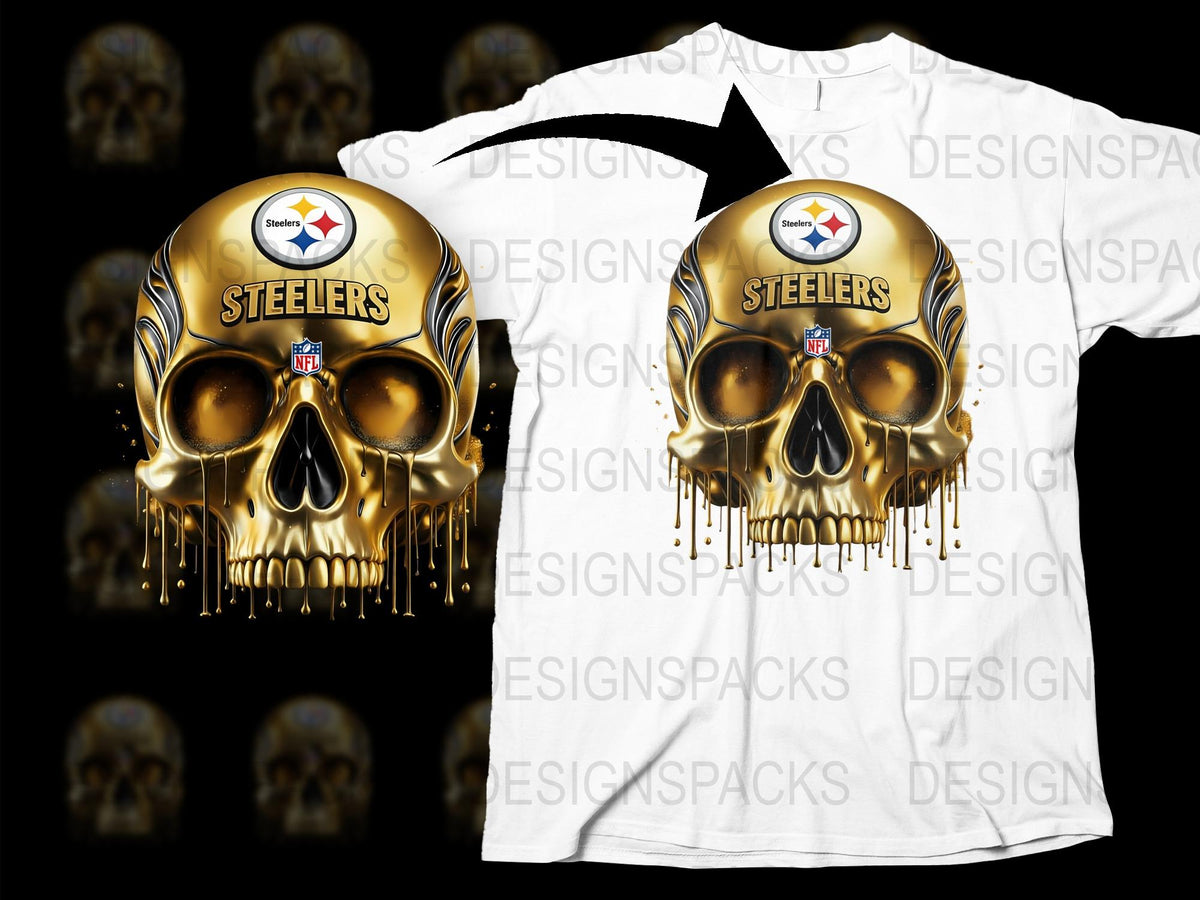 Pittsburgh Steelers Skull Graphic T-Shirt, Unisex Football Fan Apparel, Unique Sports Team Tee
