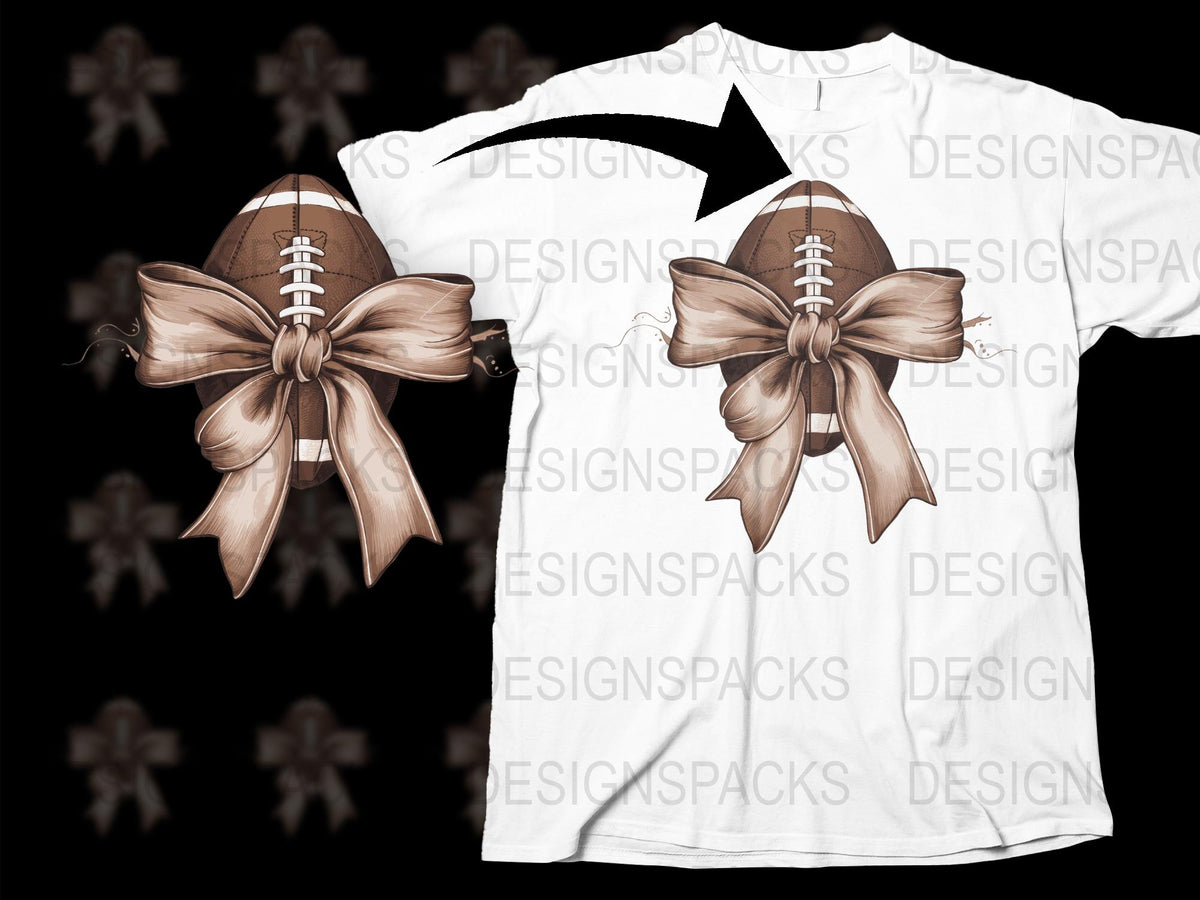 Football T-Shirt with Bow Design, Sports Graphic Tee, Unique Gift for Sports Fans, Casual Wear