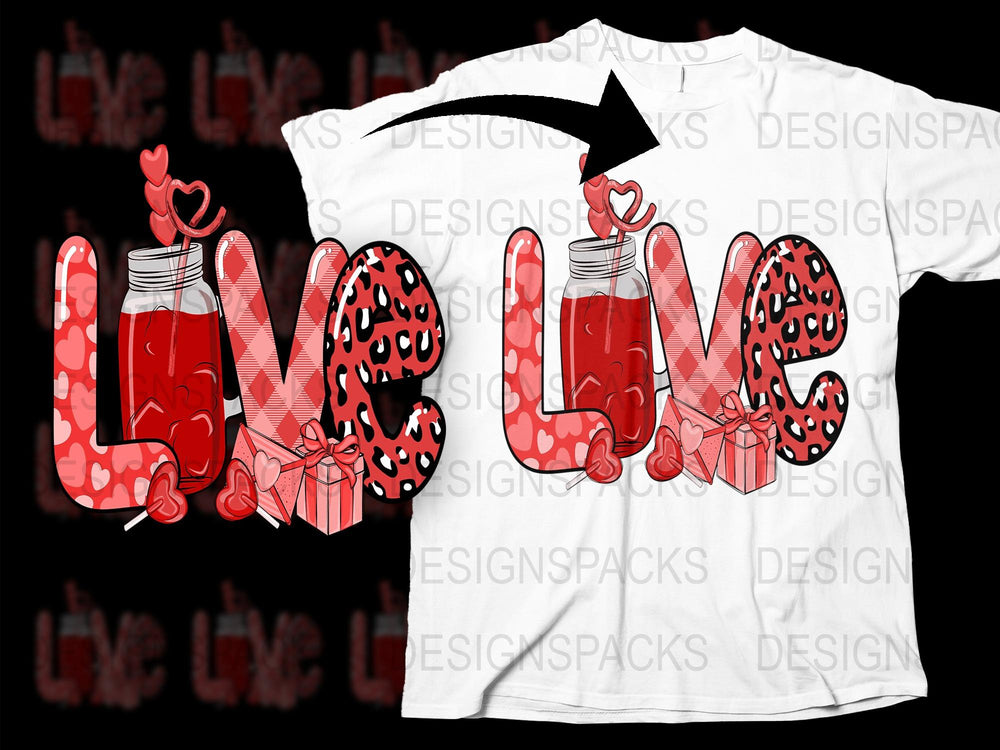 Love Leopard Print T-Shirt, Cute Valentine's Day Gift Tee, Trendy Love Jar Graphic Tee for Her