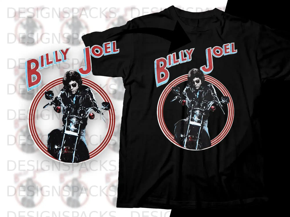 Billy Joel on a motorcycle graphic t-shirt.