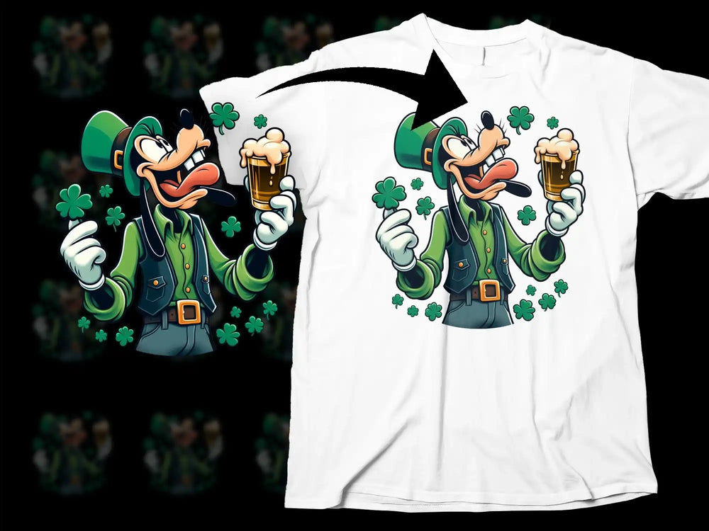 Goofy Leprechaun Shamrocks Beer Mug White T-shirt product type