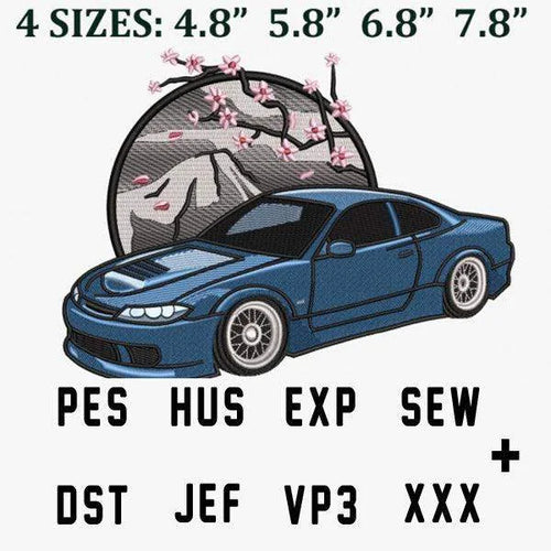 Nissan Silvia Car Sakura Embroidery Design