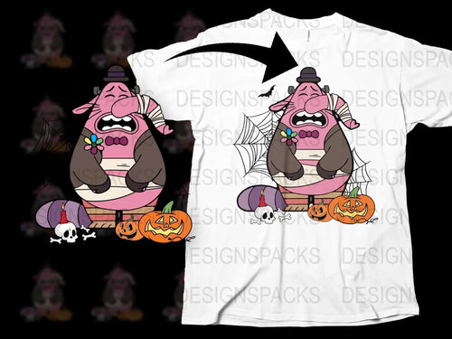 Halloween Witch Cow T-Shirt, Funny Farm Animal Pumpkin Graphic Tee, Unisex Casual Fall Clothing