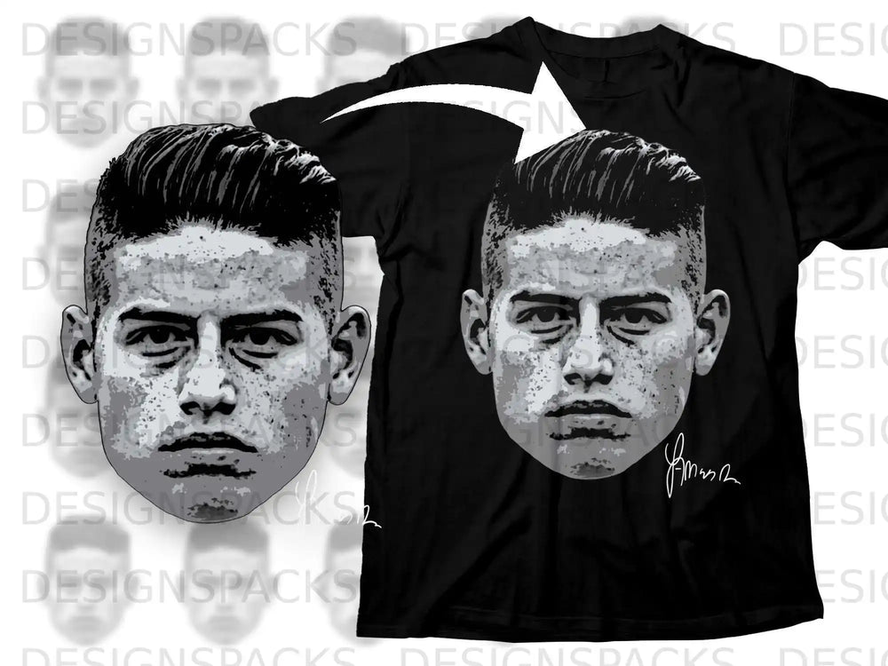 Monochrome Graphic Face Print Black T-shirt