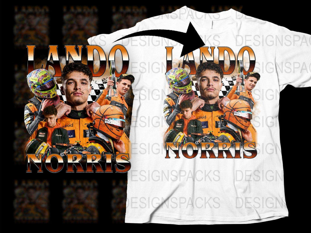 Lando Norris F1 Racing Driver Graphic T-Shirt, Formula One Fan Merchandise, Colorful Driver Portrait Tee