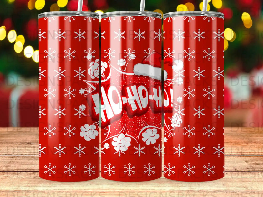 Red Ho Ho Ho Santa Hat Snowflakes Tumbler product type
