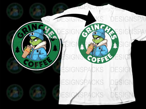 Grinches Coffee T-Shirt, Funny Christmas Shirt, Holiday Gift for Coffee Lovers, Whimsical Graphic Tee