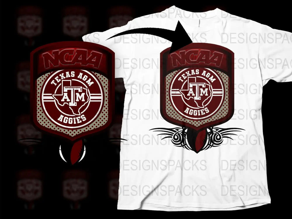 Texas AandM Aggies NCAA Logo Maroon Red Car Headrest Cover and T-Shirt Set