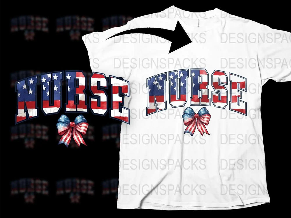 Patriotic Nurse T-Shirt with American Flag Design, Red White Blue Nurse Apparel