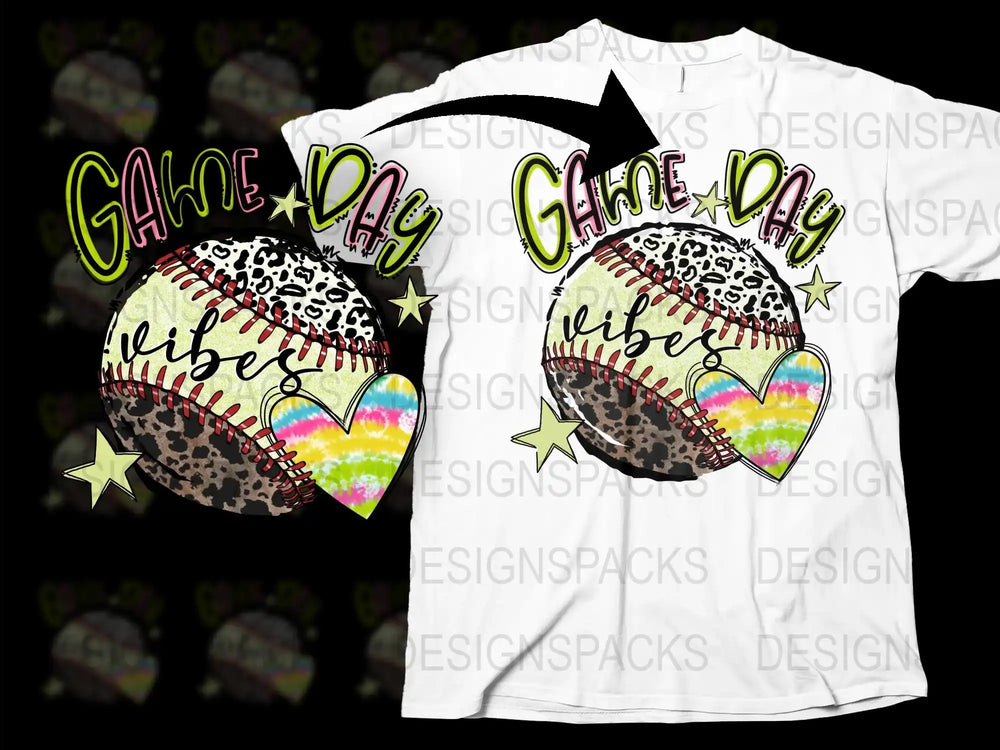 Game Day T-Shirt, Colorful Leopard Print Baseball Heart, Casual Sports Tee, Women's Graphic Fashion Shirt, Trendy Game Day Apparel