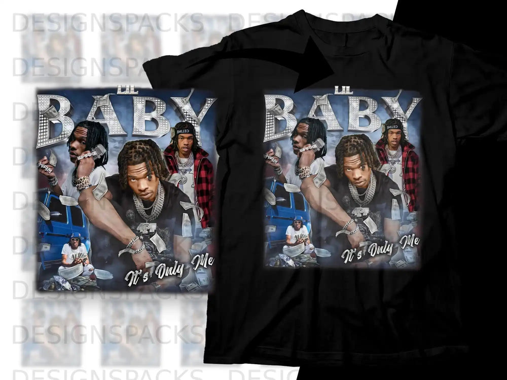 T-shirt graphic featuring Lil Baby with "It's Only Me" text.