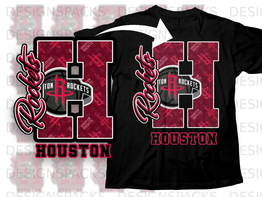 Houston Rockets H Logo Graphic Black Shirt
