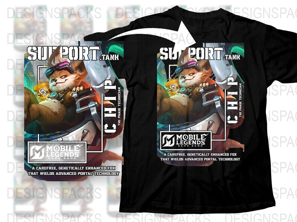 Mobile Legends Support Tank T-Shirt, Gamer Gift, Graphic Fox Design Tee, Gaming Apparel, Casual Wear, Geek Fashion