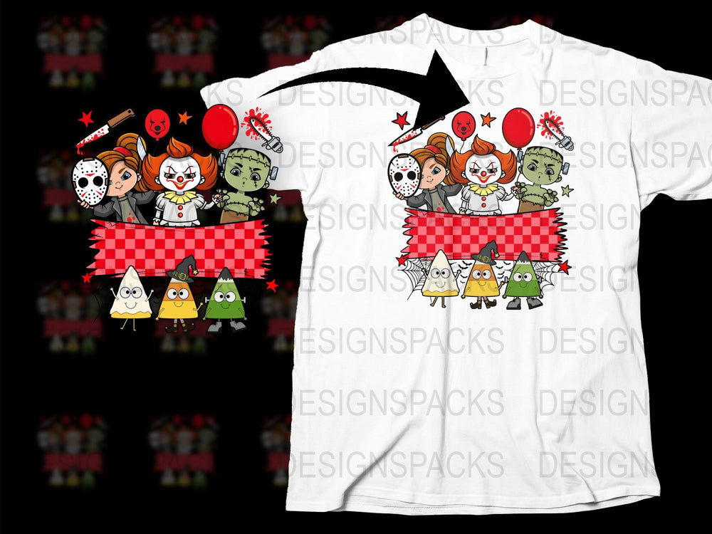 Halloween T-Shirt Kids Cartoon Monsters Cute Spooky Characters Boys Girls Top