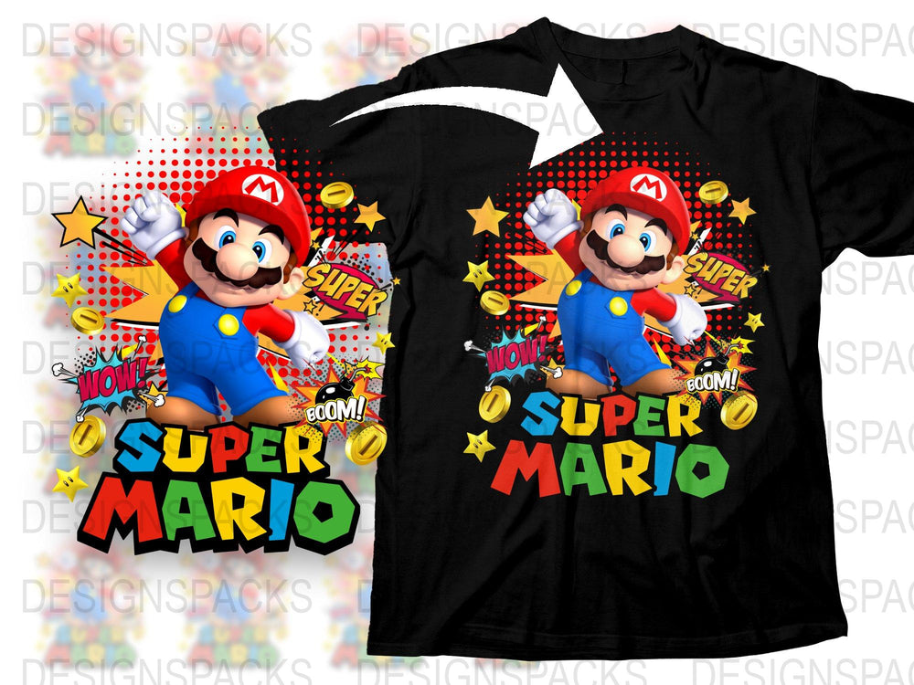 Super Mario Graphic T-Shirt, Colorful Retro Video Game Tee, Unisex Pop Culture Apparel, Gift for Gamers