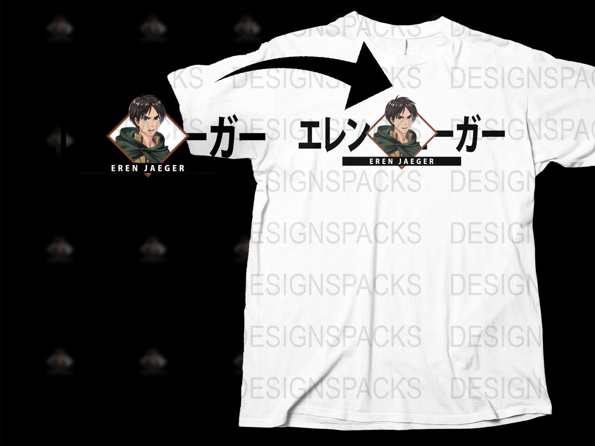 Attack on Titan Eren Jaeger Anime Graphic T-Shirt, Unisex White Tee with Character Print