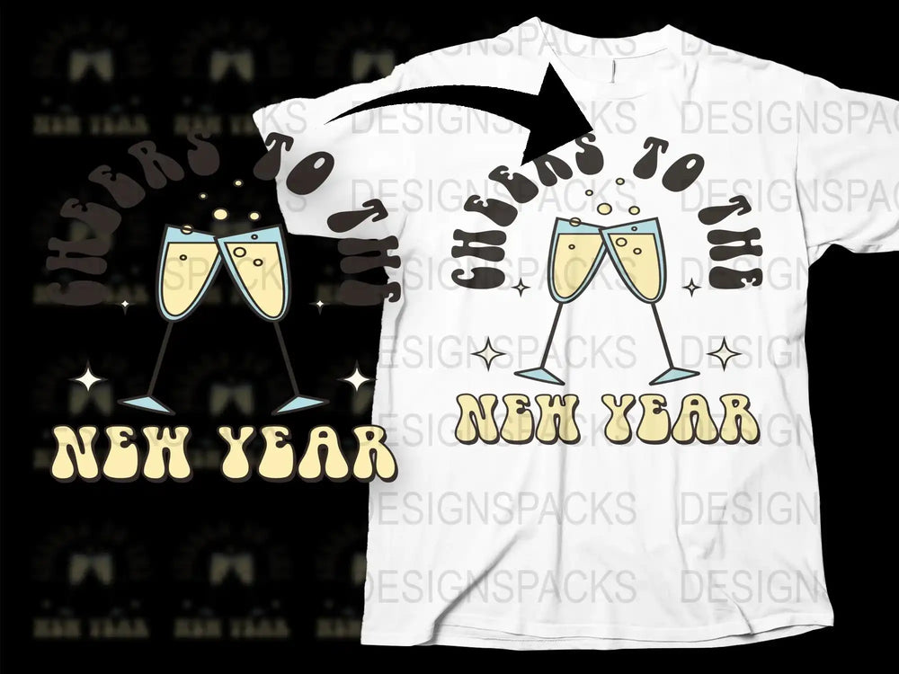 New Year Celebration T-Shirt, Champagne Glasses Graphic, Unisex Party Tee, Festive Holiday Apparel