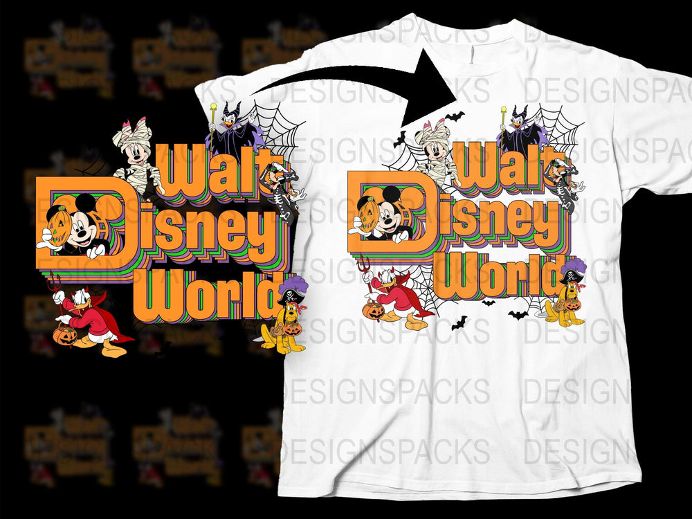 Disney World Themed T-Shirt with Classic Characters, Unisex Graphic Tee for All Ages