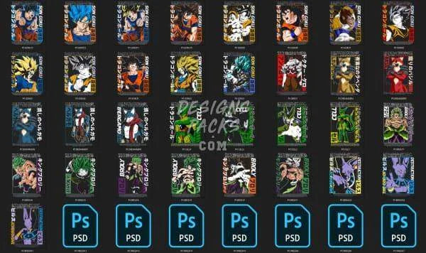 73 Dragon Ball Designs Bundle PNG PSD
