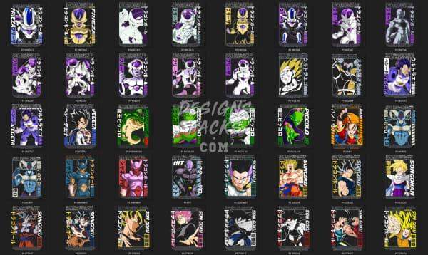 Dragon Ball Z anime character designs for DTF, DTG, embroidery & tumbler wraps – print-ready PNG, SVG, PES