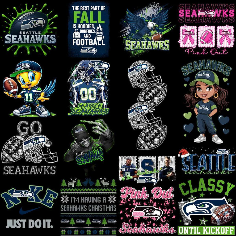 73 Mega Football Team Seattle Seahawks Mixed V3 Designs Bundle PNG