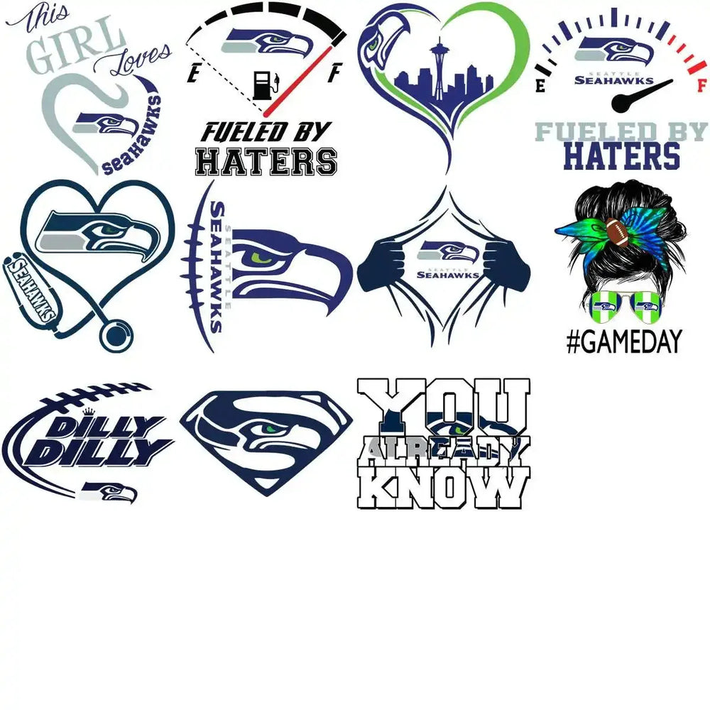 73 Mega Football Team Seattle Seahawks Mixed V3 Designs Bundle PNG