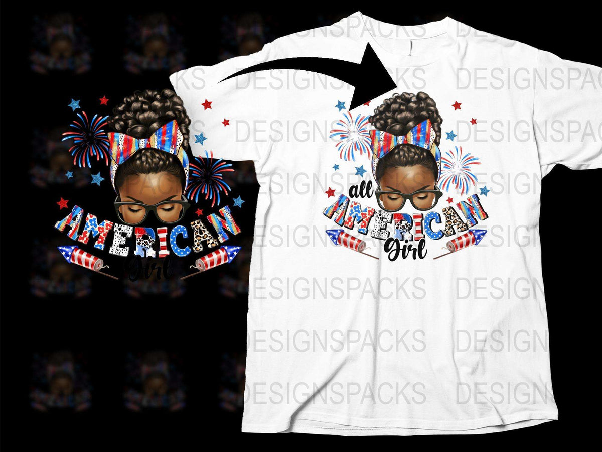 African American Girl Fireworks T-Shirt, Patriotic Fourth of July, Cute Kids Tee, USA Independence Day Outfit, Youth Graphic Shirt